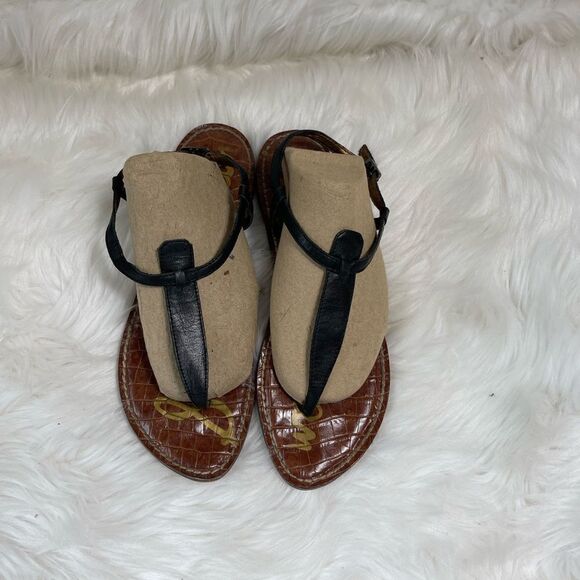 Sam Edelman Gigi leather black thong  T strap sandals size 8.5M - Picture 1 of 7